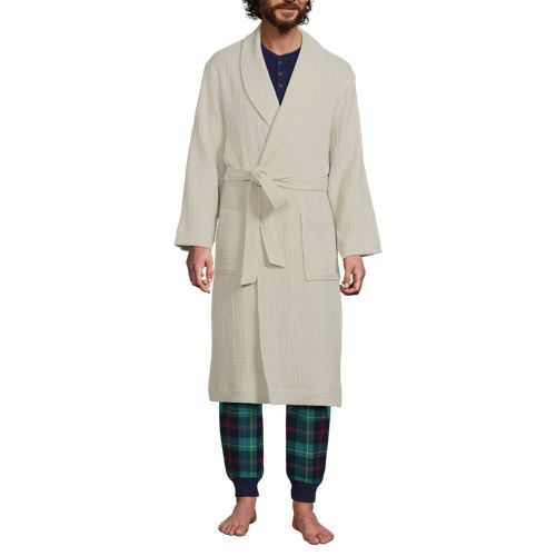 Men's Calf Length Gauze Robe, Front