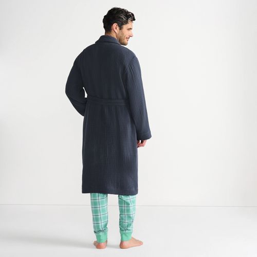 Men's Calf Length Gauze Robe, Back