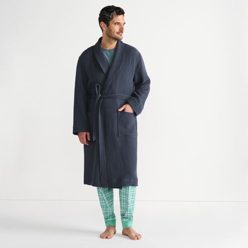 Men's Calf Length Gauze Robe, Front