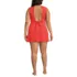 Women's Plus Size Polo Collar Tie Front Swim Dress Swimsuit, Back
