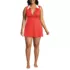 Women's Plus Size Polo Collar Tie Front Swim Dress Swimsuit, Front