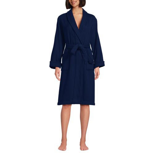 Women's Cotton Terry Knee Length Spa Bath Robe, Front