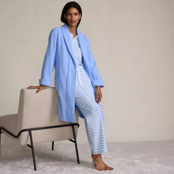 Women's Cotton Terry Knee Length Spa Bath Robe - primary