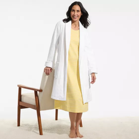 Women's Cotton Terry Knee Length Spa Bath Robe - primary