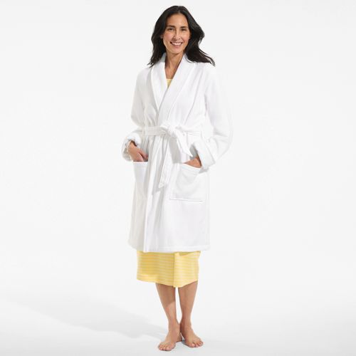  Lands' End Knielanger Bademantel Aus Baumwoll-frottee, Damen, Größe:36-38 Regular, Weiß, Baumwolle, By Lands' End 