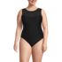 Women's Plus Size Mesh Ribbed High Neck Tankini Top, Front