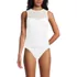Women's Mesh Ribbed High Neck Tankini Top, Front