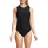 Women's Mesh Ribbed High Neck Tankini Top, Front