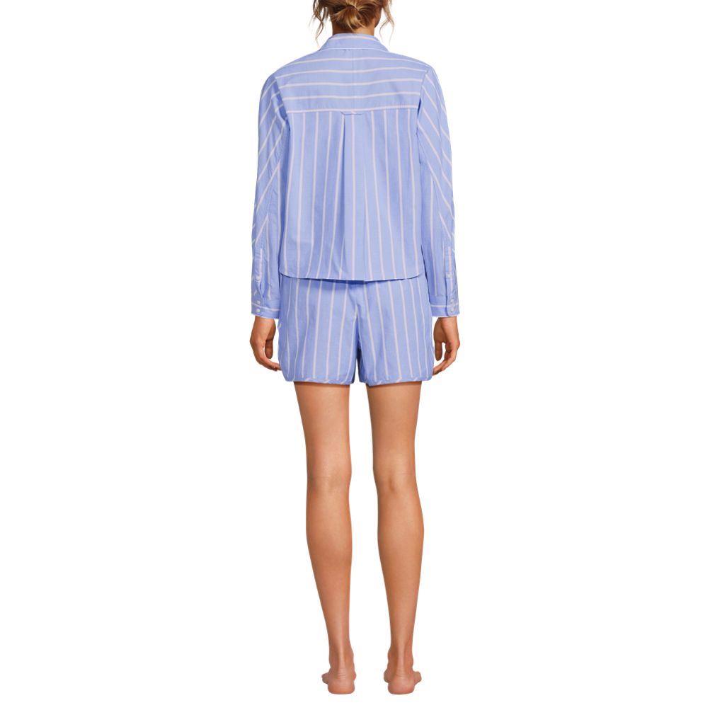 売れ筋商品|||ランズエンド カットソー トップス レディース Women's Knit Cotton Poplin 2 Piece Pajama Set - Tank Top and Pants Brisk blue wide strip Women's Poplin 2 Piece Pajama Set - Tank Top and Shorts