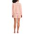 Women's Cotton Poplin 2 Piece Pajama Set - Long Sleeve Top and Shorts with Piping, Back
