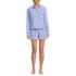 Women's Cotton Poplin 2 Piece Pajama Set - Long Sleeve Top and Shorts with Piping, Front