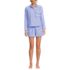 Women's Cotton Poplin 2 Piece Pajama Set - Long Sleeve Top and Shorts with Piping, Front