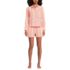 Women's Cotton Poplin 2 Piece Pajama Set - Long Sleeve Top and Shorts with Piping, Front