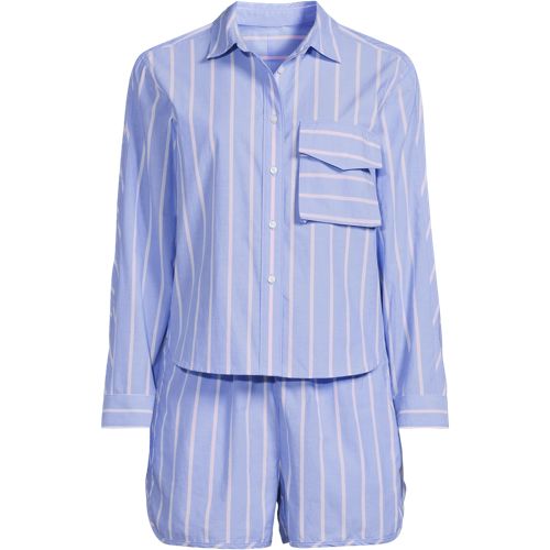Women's Cotton Poplin 2 Piece Pajama Set - Long Sleeve Top