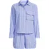 Women's Cotton Poplin 2 Piece Pajama Set - Long Sleeve Top and Shorts with Piping, Front