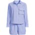 Women's Cotton Poplin 2 Piece Pajama Set - Long Sleeve Top and Shorts with Piping, Front