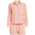 Women's Plus Size Cotton Poplin 2 Piece Pajama Set - Long Sleeve Top and Shorts with Piping, Front