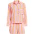 Women's Cotton Poplin 2 Piece Pajama Set - Long Sleeve Top and Shorts with Piping, Front