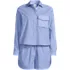 Women's Plus Size Cotton Poplin 2 Piece Pajama Set - Long Sleeve Top and Shorts with Piping, Front