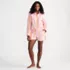 Women's Cotton Poplin 2 Piece Pajama Set - Long Sleeve Top and Shorts with Piping, Front