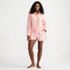 Women's Cotton Poplin 2 Piece Pajama Set - Long Sleeve Top and Shorts with Piping, Front