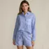 Women's Cotton Poplin 2 Piece Pajama Set - Long Sleeve Top and Shorts with Piping, Front