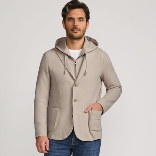  Lands' End Strick-blazer Mit Abnehmbarer Kapuze, Herren, Größe:44-46 Regular, Weiß, Elasthan/baumwoll-mischung/polyester-mischung, By Lands' End 