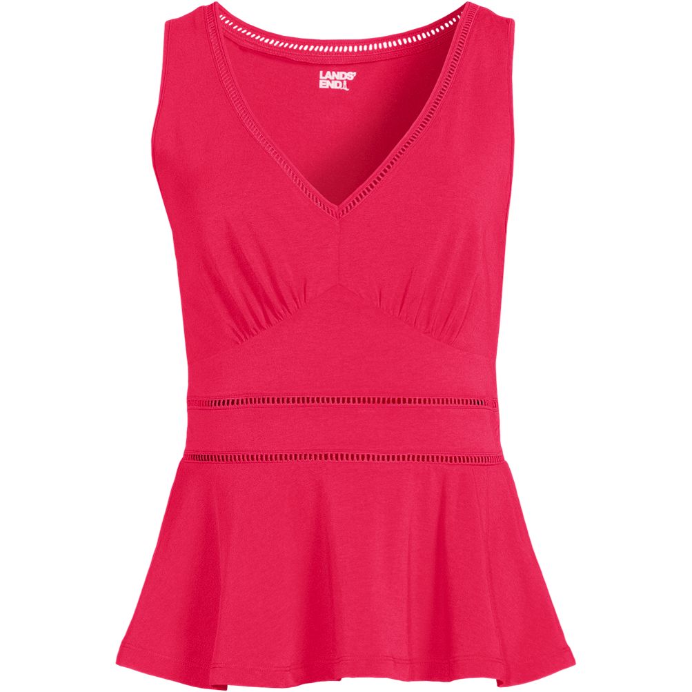 Women's Lightweight Jersey Peplum V-Neck Tank Top | Lands' End