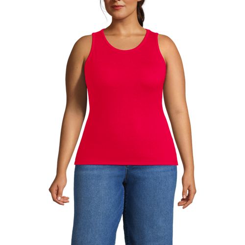  Lands' End ärmelloses, Geripptes Top, Damen, Größe:56-58 Plus, Pink, Elasthan/viskose/viskose-mischung, By Lands' End 