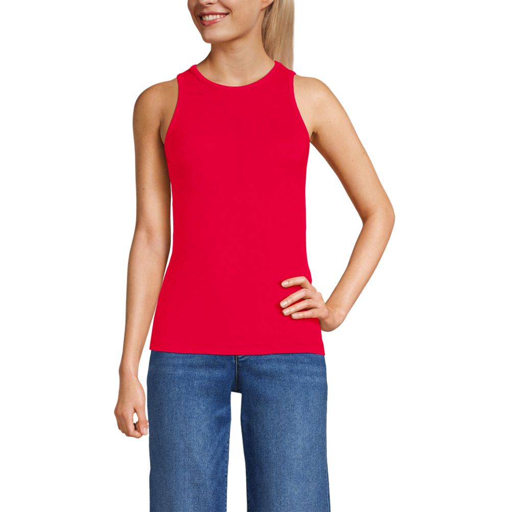 Women's Drapey Rib Fitted Tank Top | Lands' End