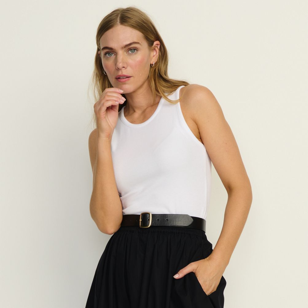 Women's Drapey Rib Fitted Tank Top | Lands' End