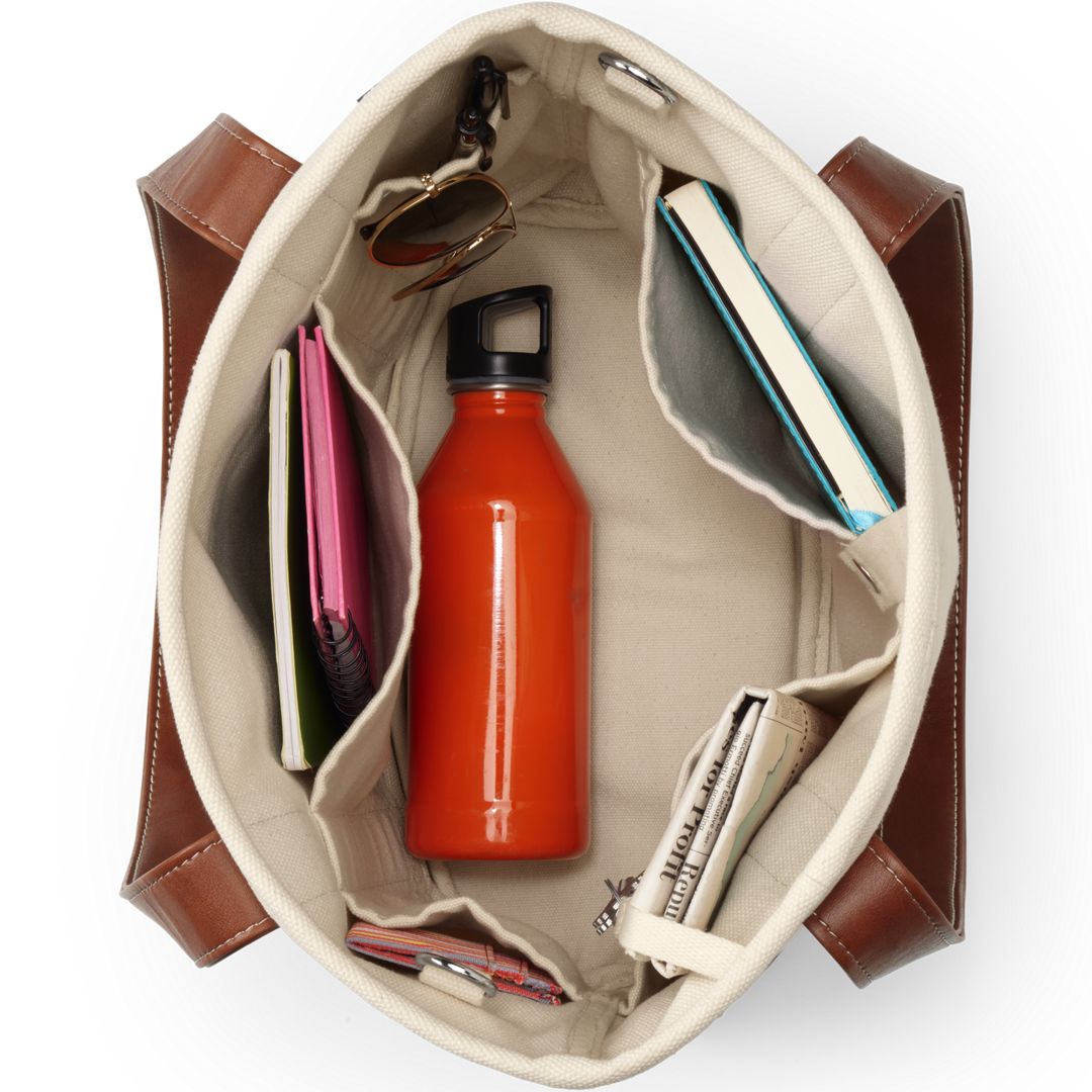 Canvas and Faux Leather Tote Bag