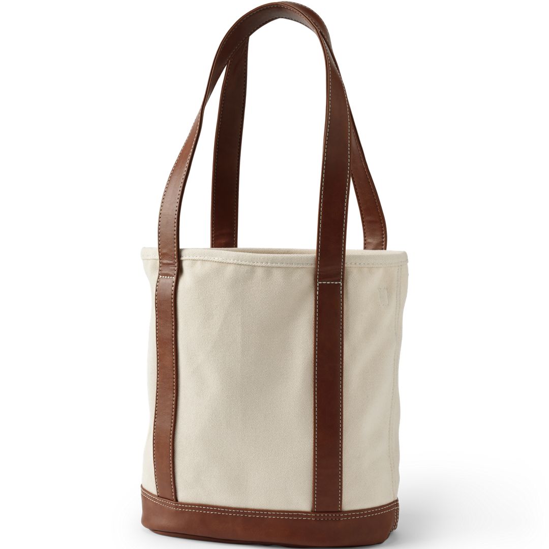 Canvas and Faux Leather Tote Bag