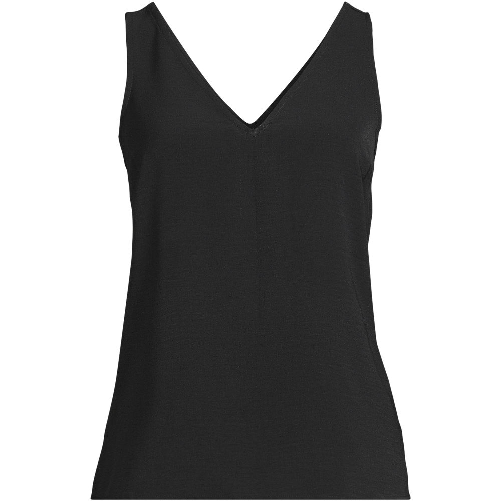 Creaseless V-Neck Sleeveless Top, Women, size: 2XL, plus, Black, Polyester, by Lands' End