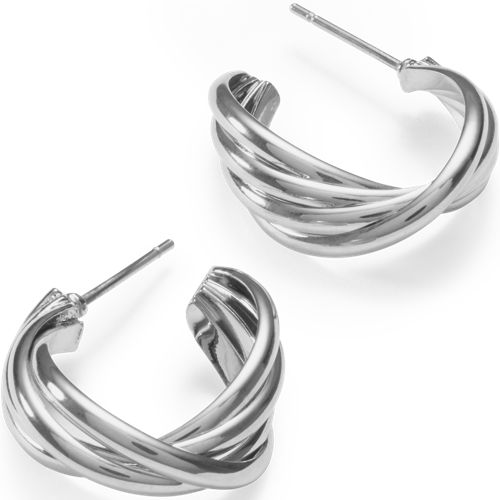 Water-Resistant Twisted Hoop Earrings - Lands End - Gray 40$