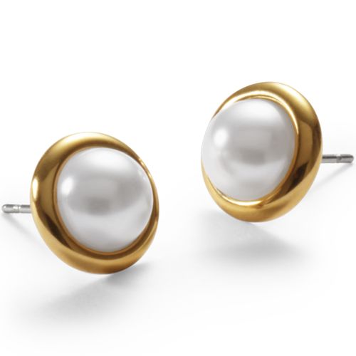 Water-Resistant Pearl Stud Earrings - Lands End - Ivory 15$
