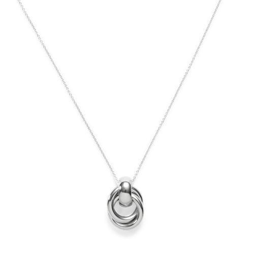  Lands' End Wasserfeste Halskette Mit Langem Knotenanhänger, Damen, Größe:null Regular, Grau, Messing, By Lands' End 