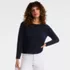 Women's Cotton Viscose Mesh Jacquard Crew Neck Sweater, alternative image