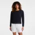 Women's Cotton Viscose Mesh Jacquard Crew Neck Sweater, Front