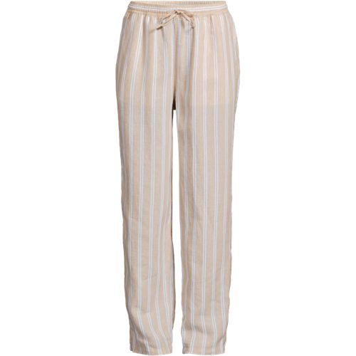 Premium Pure Linen Relaxed Tapered Pull-On Trousers, Women, size: 24, plus, Ivory, Linen, by Lands' End
