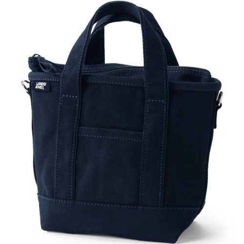 Small Plain Zip Top Canvas Tote Bag, Women, size: one size, regular, Blue, Cotton, by Lands' End