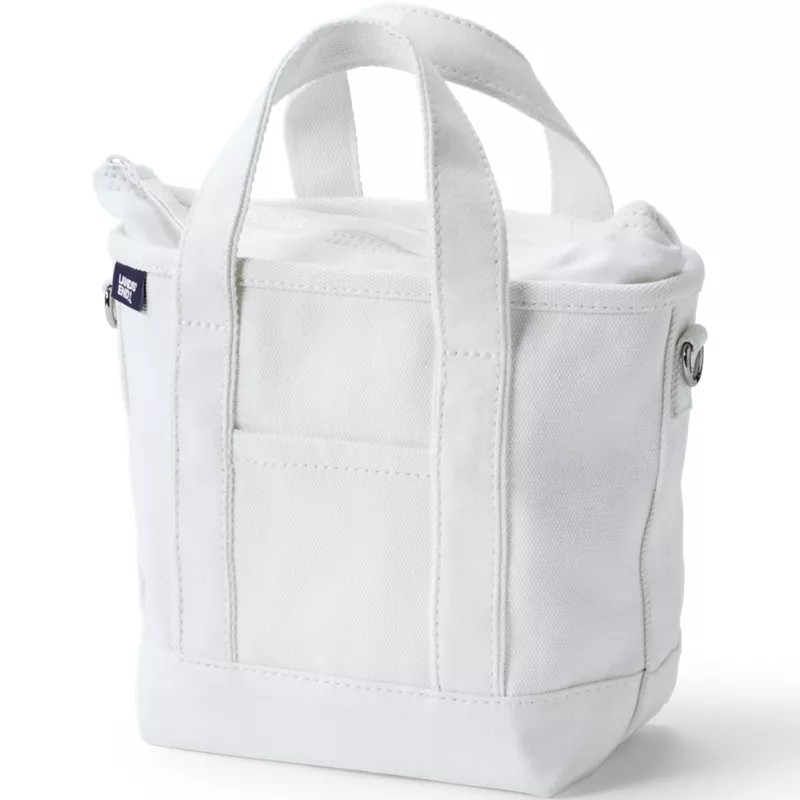 Small Solid Color 3 Pocket Zip Top Canvas Tote Bag, Front