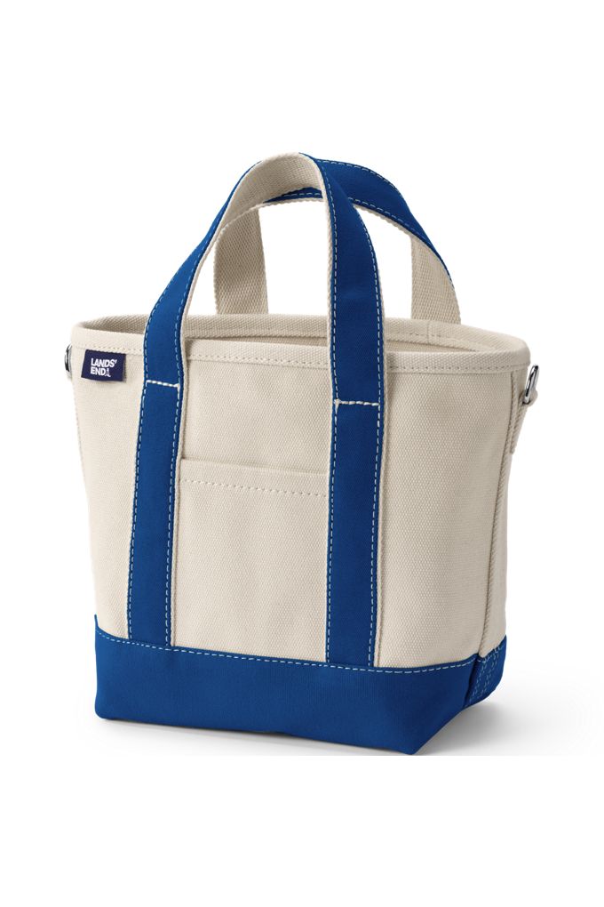 Small Natural 3 Pocket Open Top Canvas Tote Bag - Lands' End - Ivory