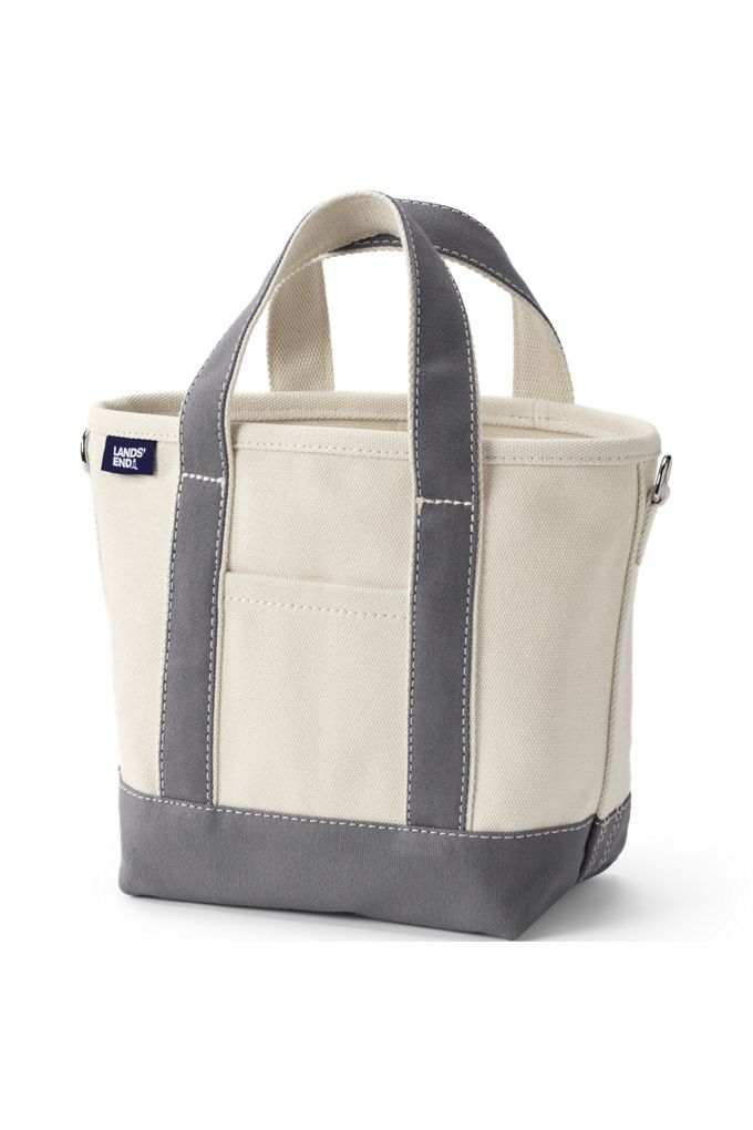 Small 3 Pocket Open Top Canvas Tote Bag - Lands' End - Ivory
