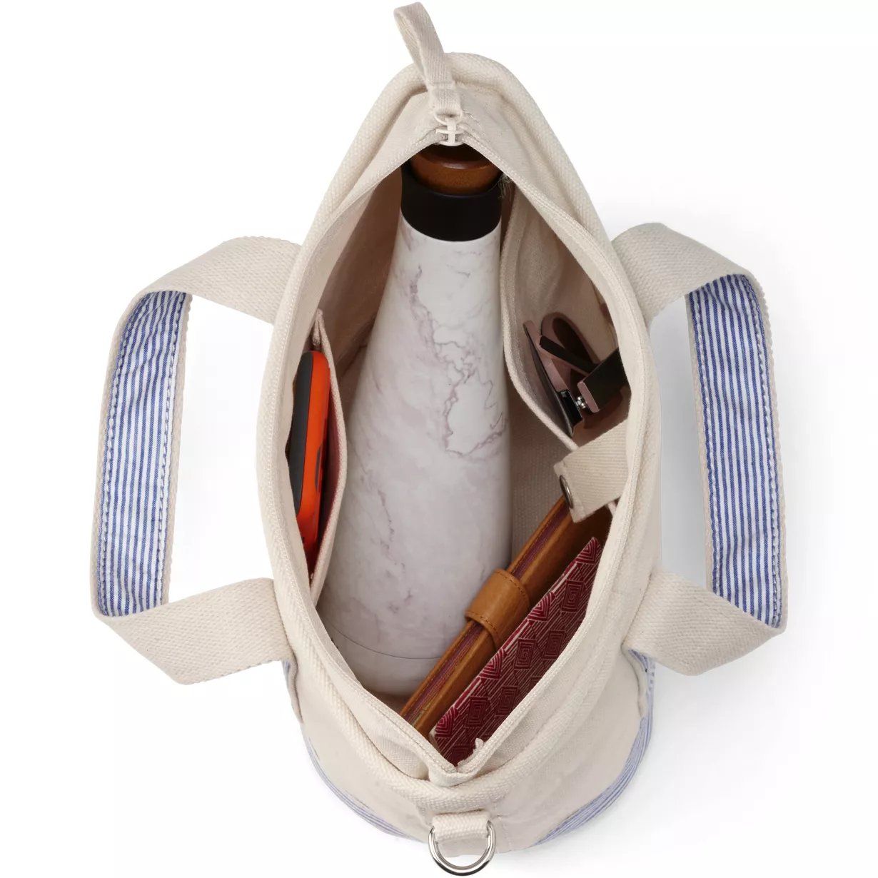 Medium Natural 5 Pocket Open Top Canvas Tote Bag