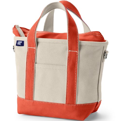 Small Natural 3 Pocket Zip Top Canvas Tote Bag, Front