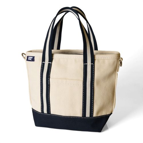 Small Zip Top Canvas Tote Bag, Women, size: one size, regular, Ivory, Cotton, by Lands' End