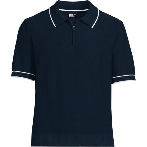 Men's Short Sleeve Cooling Zip Sweater Polo | Lands' End