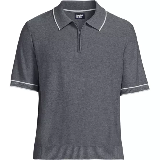 Men's Short Sleeve Cooling Zip Sweater Polo - primary