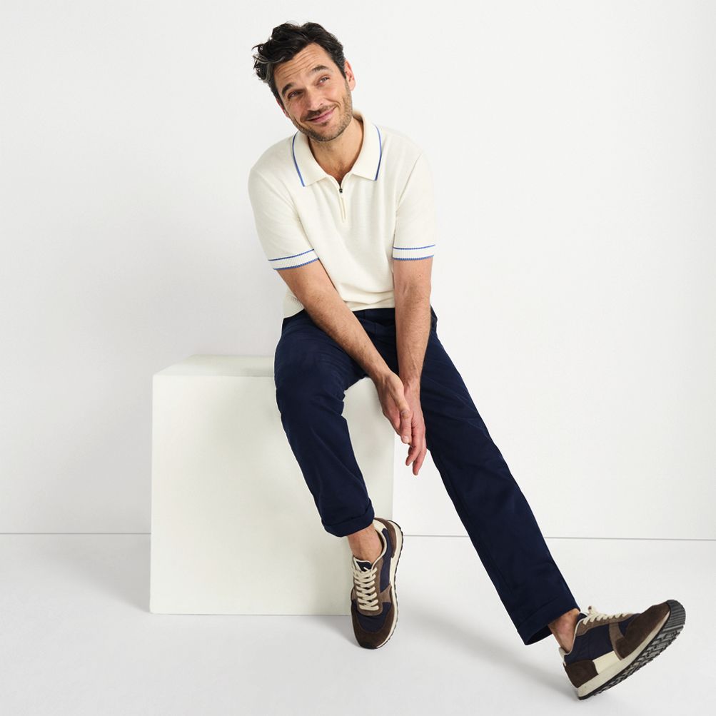 Men's Short Sleeve Cooling Zip Sweater Polo | Lands' End